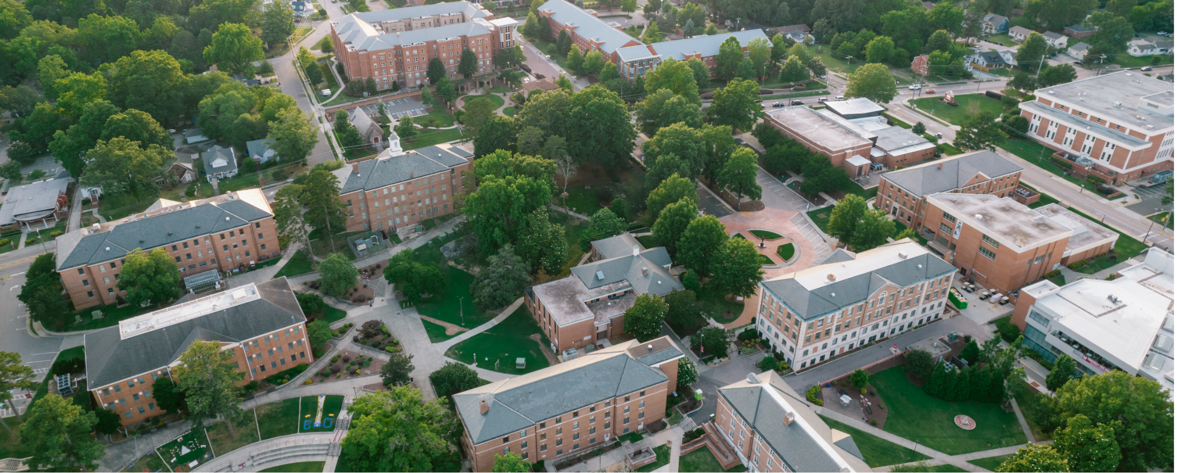 A University campus as seen from above